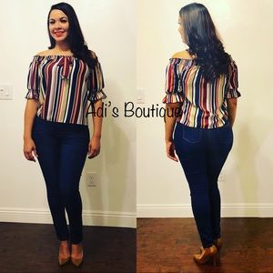 Stripe multicolor flowy top